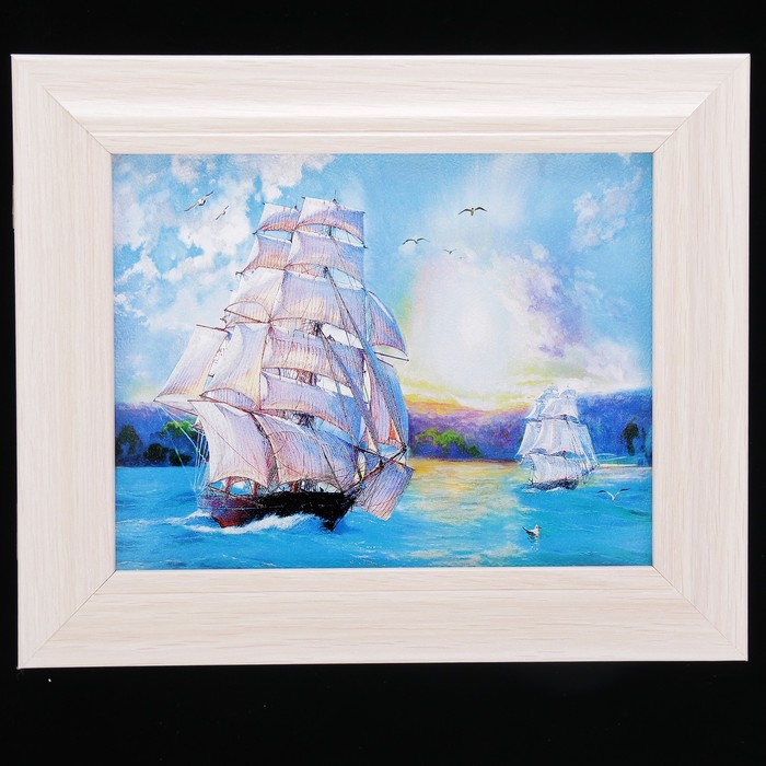 Ключница "Под парусами" 25х30 см Молочный дуб