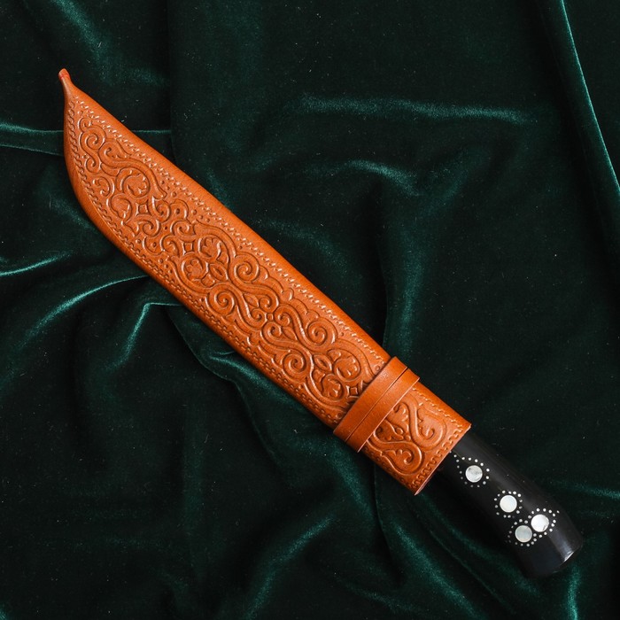 Пчак Шархон средний, рукоять из эбонита и мельхиора, заточка «вогнутая линза»