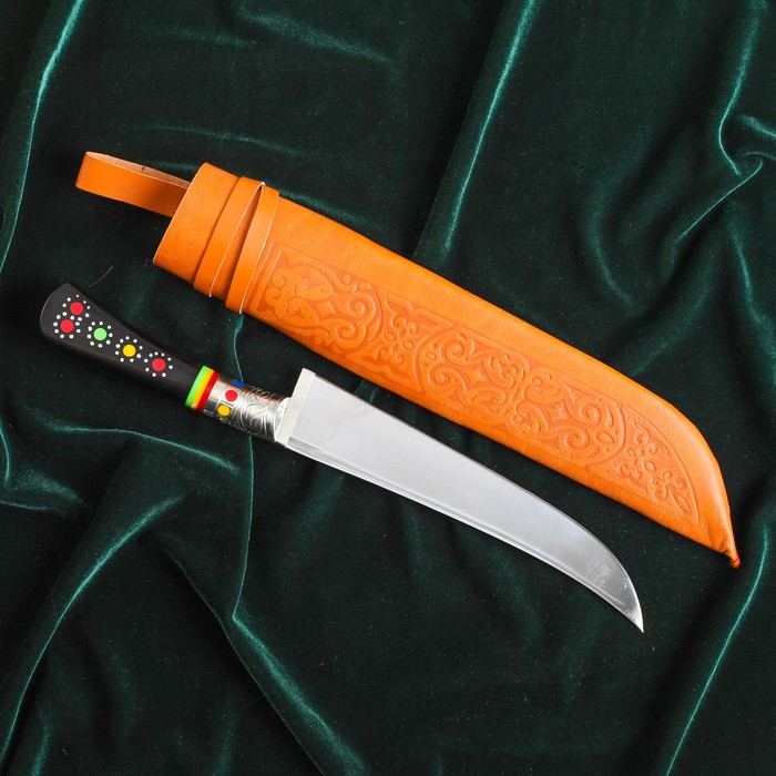 Пчак Шархон большой, рукоять из эбонита и мельхиора, заточка «вогнутая линза»