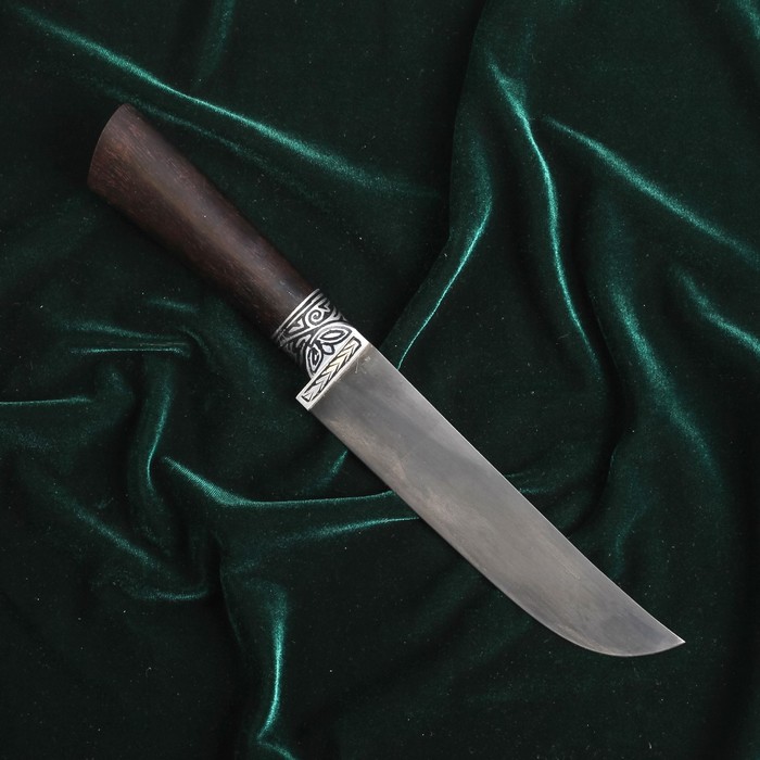 Пчак Шархон, рукоять чёрная из граба (сухма), гарда из олова с гравировкой