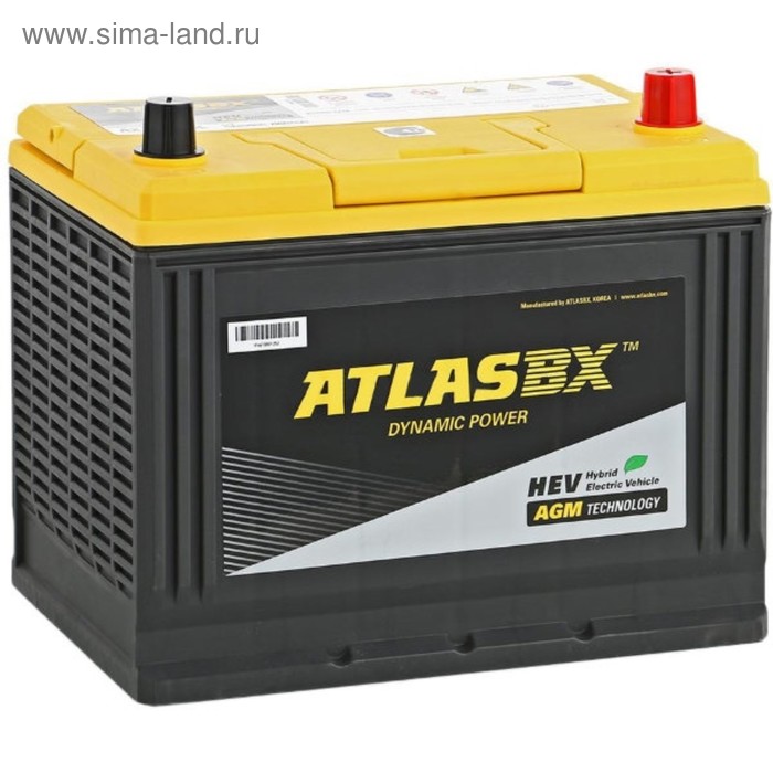 фото Аккумуляторная батарея atlas 75 ач ax s65d26l agm, обратная полярность