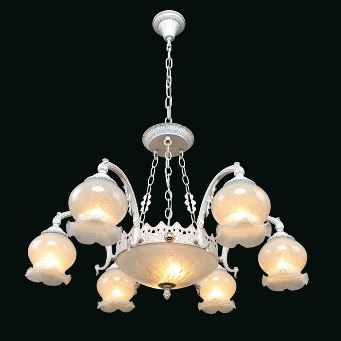 Люстра "Тереза" 8 ламп Е27 Патинированный, белый, золотистый 69,5х69,5х46