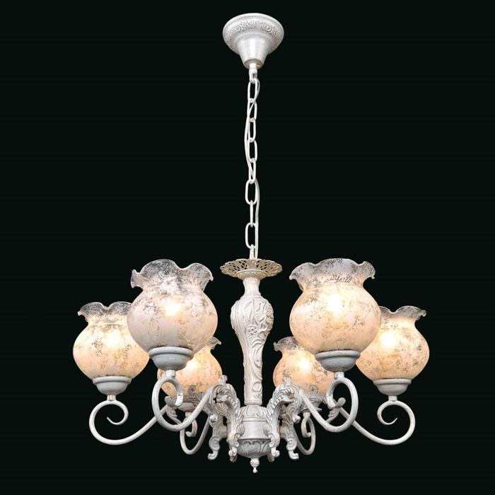 Люстра "Фредерика" 6 ламп Е27 Патинированный, белый, золотистый 55х55х32