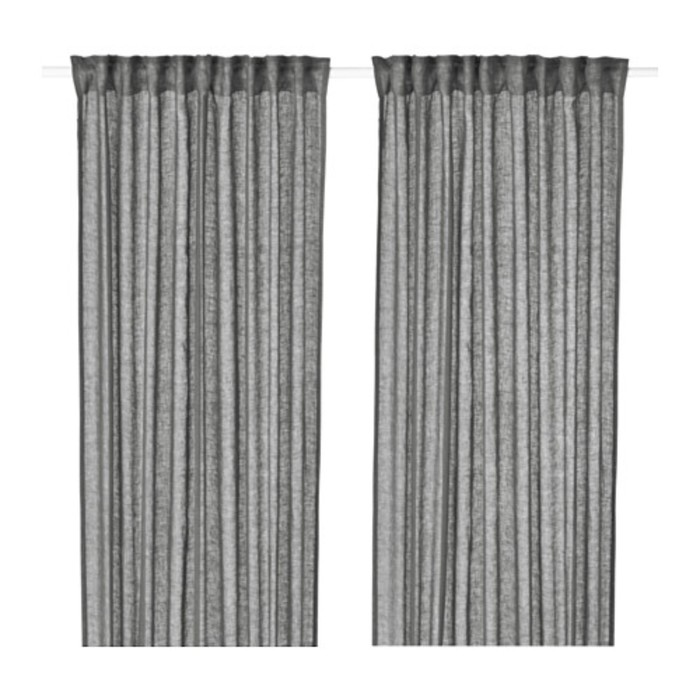 Гардины ЛЕЙОНГЭП, размер 145х300 см-2 шт., цвет тёмно-серый
