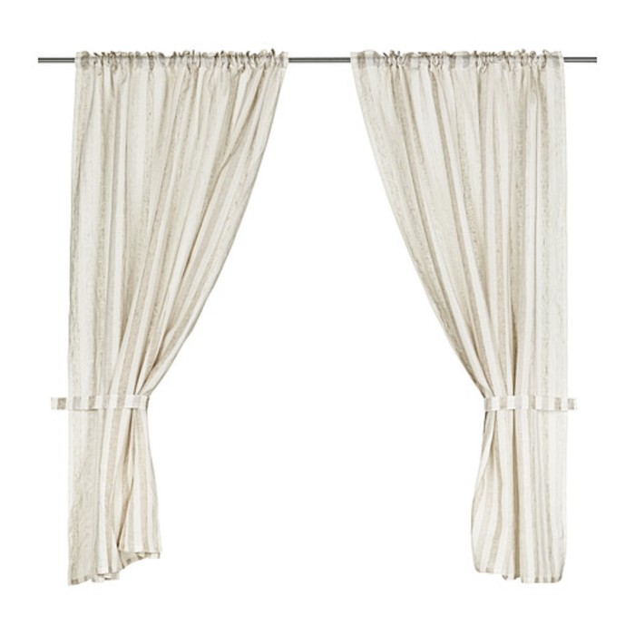 Гардины АРНФРИД, размер 145х180 см-2 шт., цвет белый в полоску