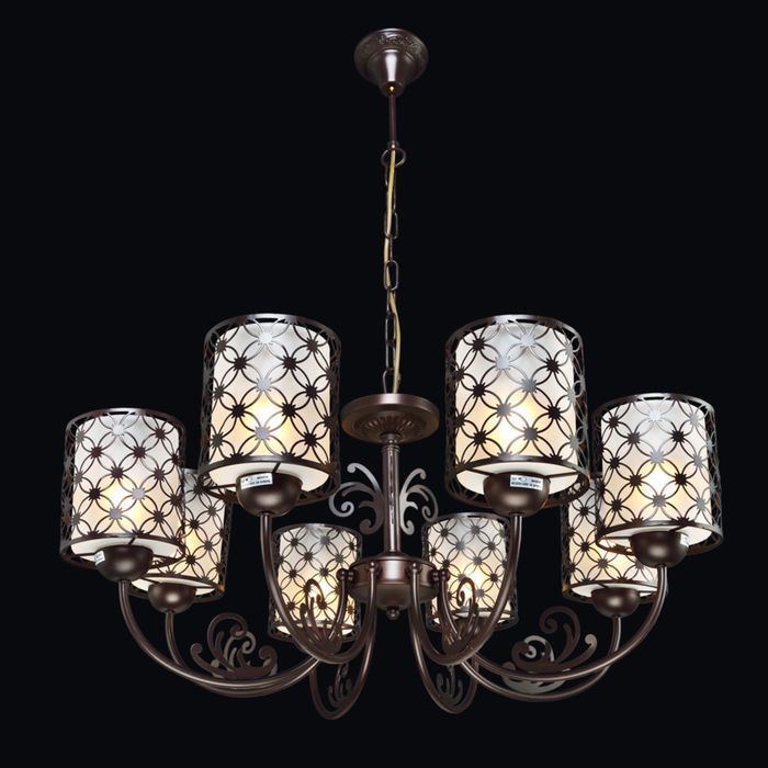 Люстра "Эльвира" 8 ламп Е27 коричневый 73х73х37+цепь