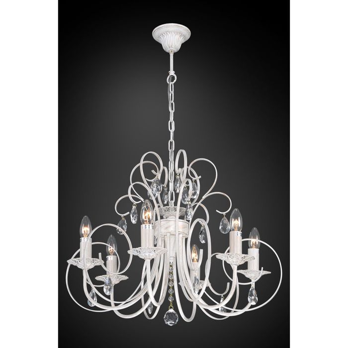 Люстра "Эрмина" 6 ламп Е14 патинированный,белый,золотистый 65х65х49