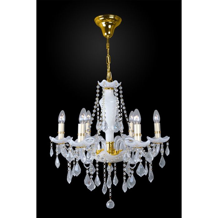 Люстра хрусталь "Валия" 6 ламп Е14 белый,золото 60х60х122