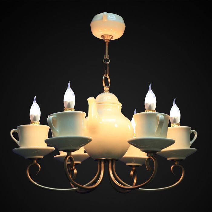 Люстра "Уют" 6 ламп Е14 коричневый 60х60х105