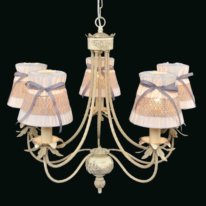 Люстра "Амальфи" 5 ламп Е14 Патинированный, белый, золотистый 60х60х110