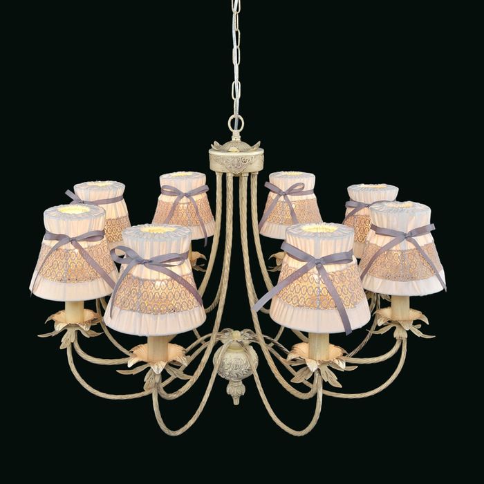 Люстра "Амальфи" 8 ламп Е14 Патинированный, белый, золотистый 75х75х110