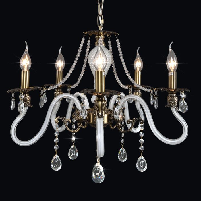 Люстра хрусталь "Данута" 5 ламп Е14 античная бронза 57,5х57,5х45