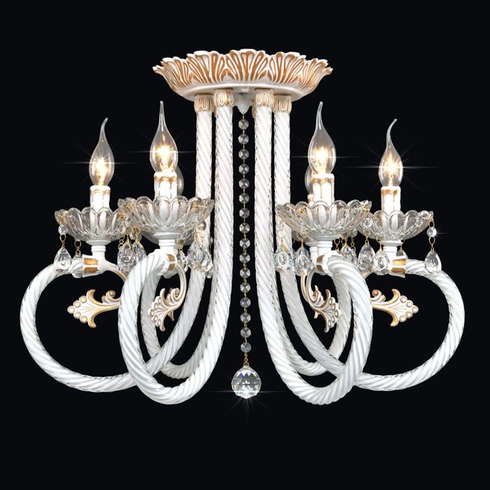 Люстра хрусталь "Диана" 6 ламп Е14 патинированный,белый,золотистый 60х60х46