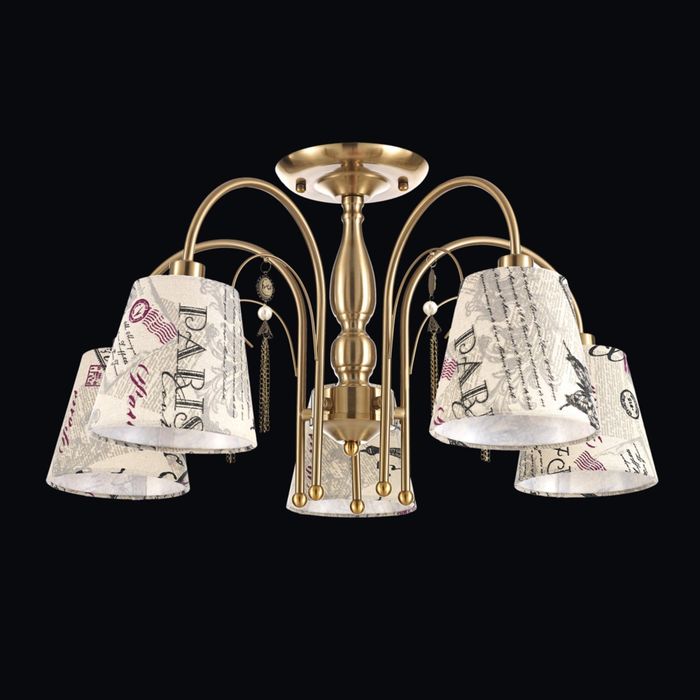 Люстра "Анцио" 5 ламп Е14 никель,золото 62х62х33