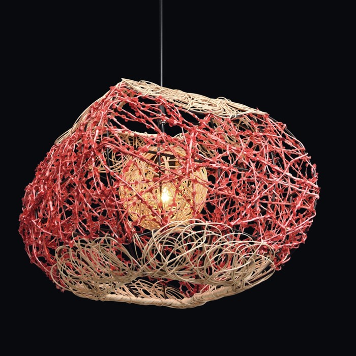 Люстра подвес "Леванто" 1 лампа Е27 черный,красный 40х40х30