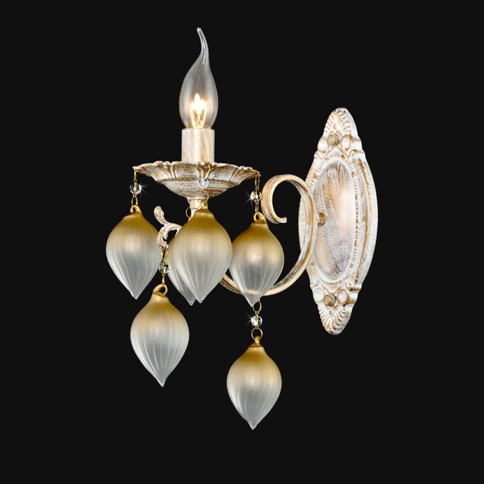 Бра хрусталь "Каролина" 1 лампа Е14 патинированный, белый, золотистый 24х11х30,3