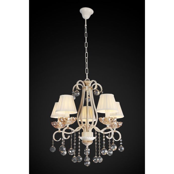 Люстра "Мавила" 5 ламп Е14 Патинированный, белый, золотистый 56х56х113