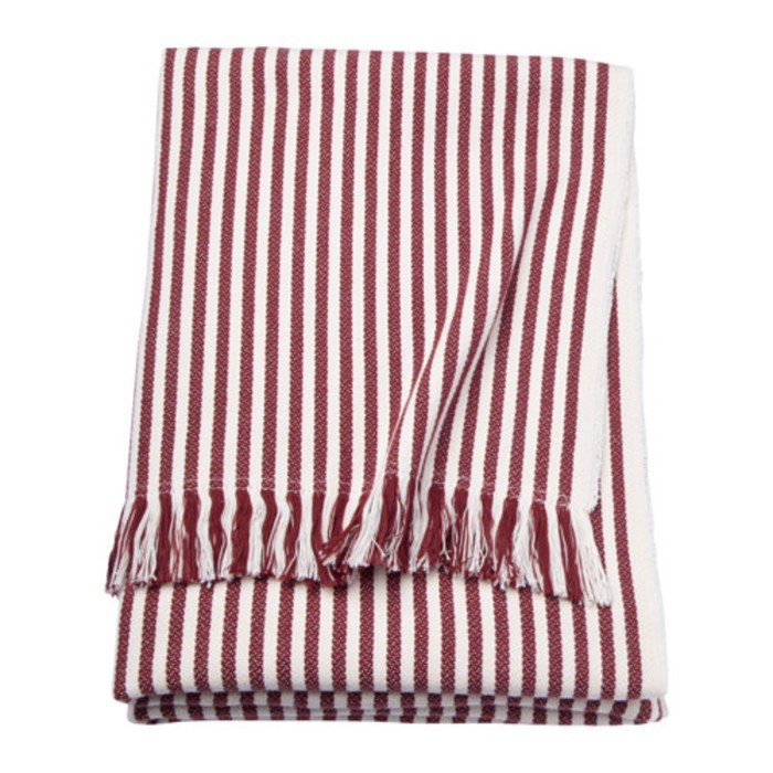 Плед ТУВАЛИ, размер 120х180 см, полоска белый/красно-коричневый