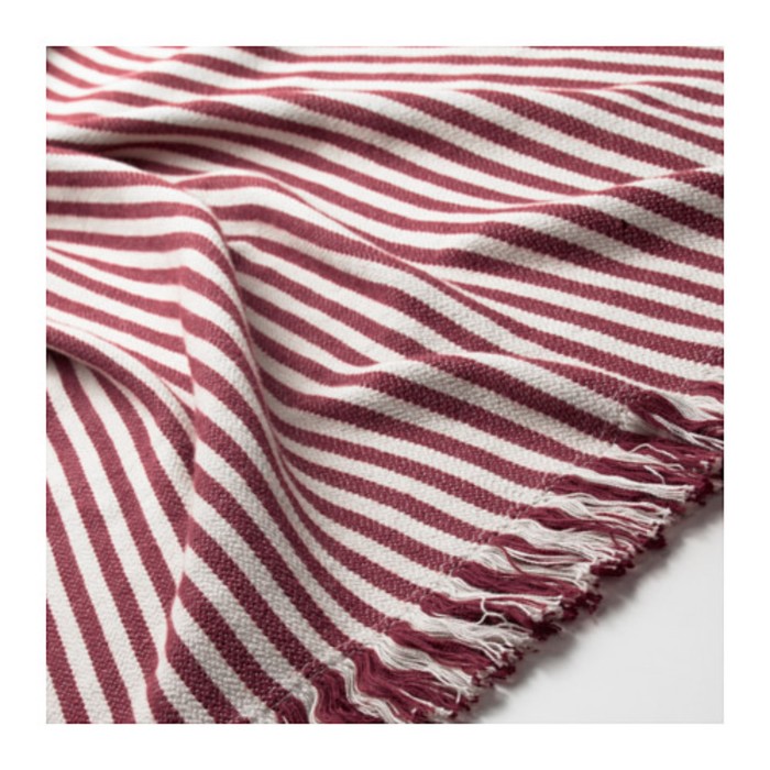 Плед ТУВАЛИ, размер 120х180 см, полоска белый/красно-коричневый