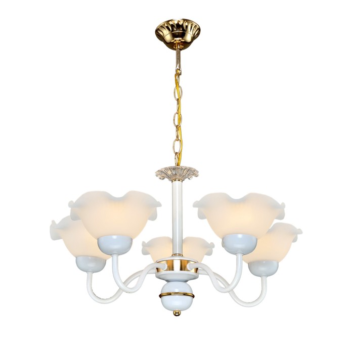 Люстра "Аманди" 5 ламп E27 60Вт белый-золото 50х50х27 см.