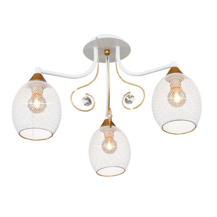 Люстра "Амели" 3 лампы E14 40Вт белый-золото 51х51х29,5 см.