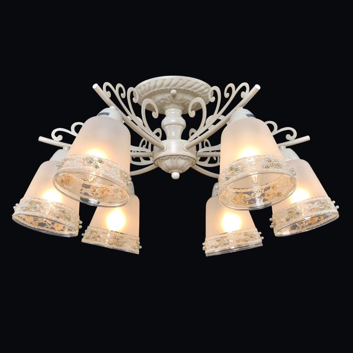 Люстра "Нора" 6 ламп Е14 Патинированный, белый, золотистый 60,5х60,5х28,5