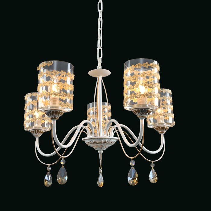 Люстра "Октябрина" 5 ламп Е14 белый,золото 60х60х39