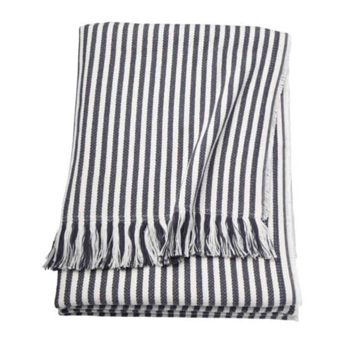 Плед ТУВАЛИ, размер 120х180 см, полоска белый/тёмно-серый