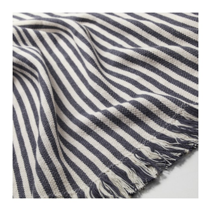 Плед ТУВАЛИ, размер 120х180 см, полоска белый/тёмно-серый