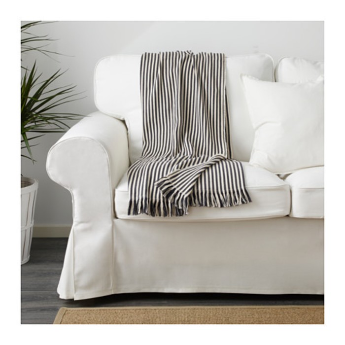 Плед ТУВАЛИ, размер 120х180 см, полоска белый/тёмно-серый