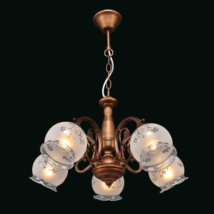 Люстра "Севара" 5 лампа Е27 медь черненая 50х50х66