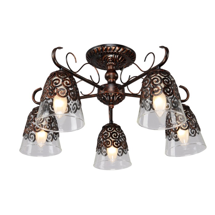 Люстра "Анисия" 5 ламп E14 40Вт  коричневый 55х55х28 см.