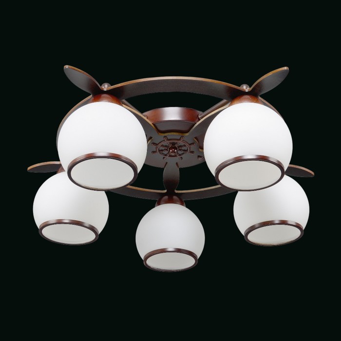 Люстра "Штурвал" 5х40Вт E27 коричневый 48х48х17 см.