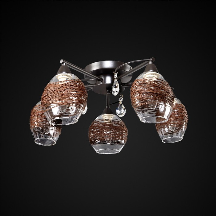 Люстра "Виола" 5 ламп E14 40Вт  коричневый 50х50х21 см.