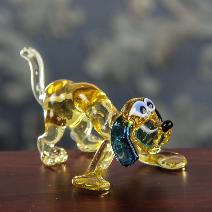 Сувенир из стекла собака средняя "Озорник", микс, 4 х 7,5 х 9 см