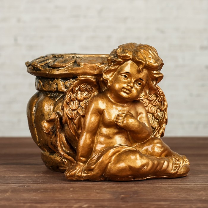 Фигурное кашпо "Ангел карапуз" бронза 15х19х14см