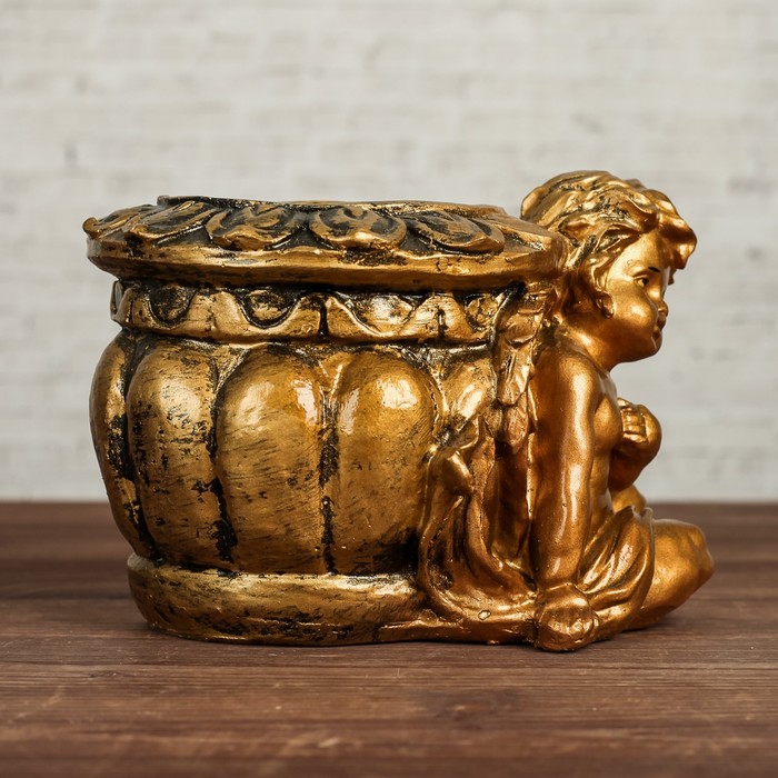 Фигурное кашпо "Ангел карапуз" бронза 15х19х14см