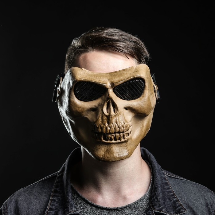 Маска Черепеп для езды на мототехнике, бежевая