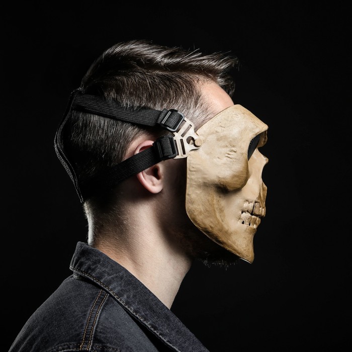 Маска Черепеп для езды на мототехнике, бежевая