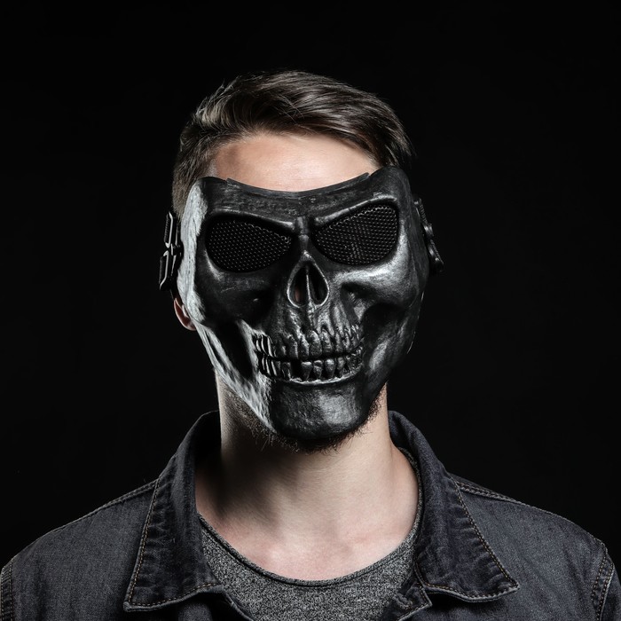 Маска Черепеп для езды на мототехнике, серая