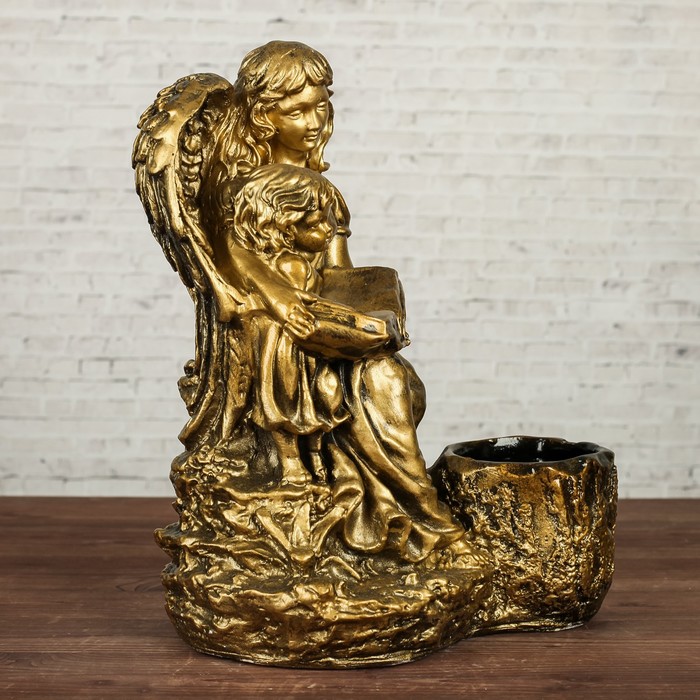 Фигурное кашпо "Дева ангел с ребенком", бронза 35см