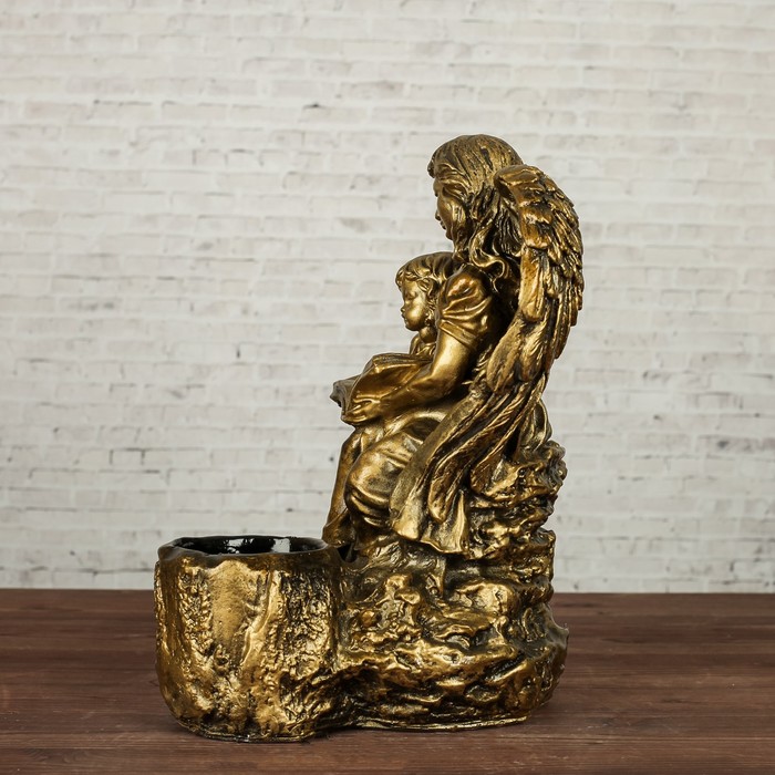 Фигурное кашпо "Дева ангел с ребенком", бронза 35см