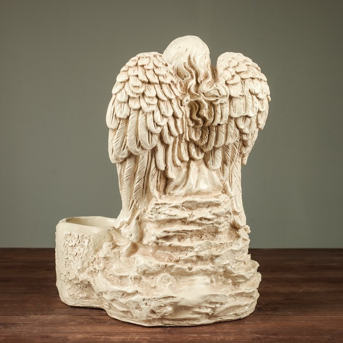 Фигурное кашпо "Дева ангел с ребенком", состаренный 35см