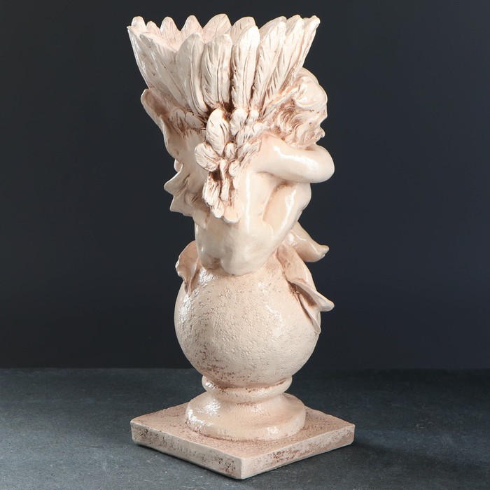 Фигурное кашпо "Ангел на шаре" состаренный, 46см