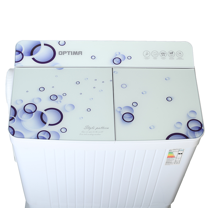 Стиральная машина Optima МСП-50СТ , п/автомат, до 5.0 кг, 1350 об/мин, белое стекло, пузыр