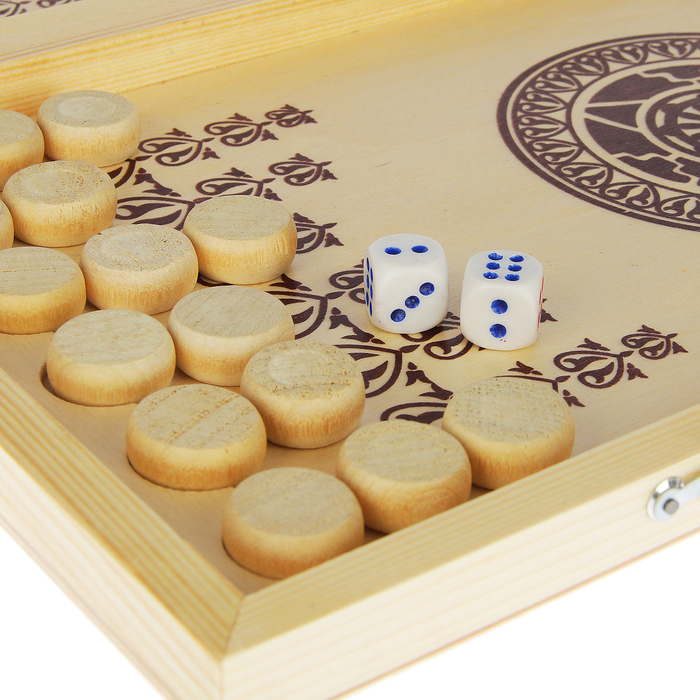 Настольная игра 2 в 1: нарды и сенет (доска из дерева 40х40 см)