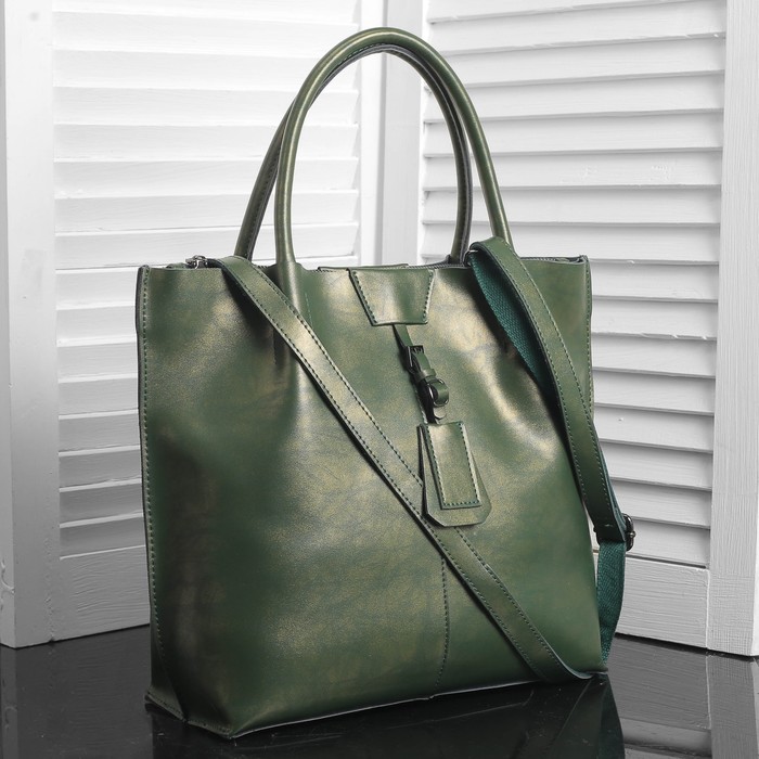 Сумка женская на молнии, 1 отдел, 2 наружных кармана, цвет зелёный