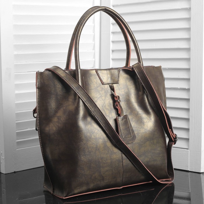 Сумка женская на молнии, 1 отдел, 2 наружных кармана, цвет кофе/хаки