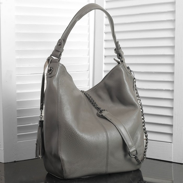 Сумка женская на молнии, 1 отдел с перегородкой, наружный карман, цвет серый