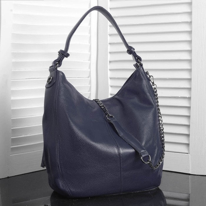 Сумка женская на молнии, 1 отдел с перегородкой, наружный карман, цвет синий